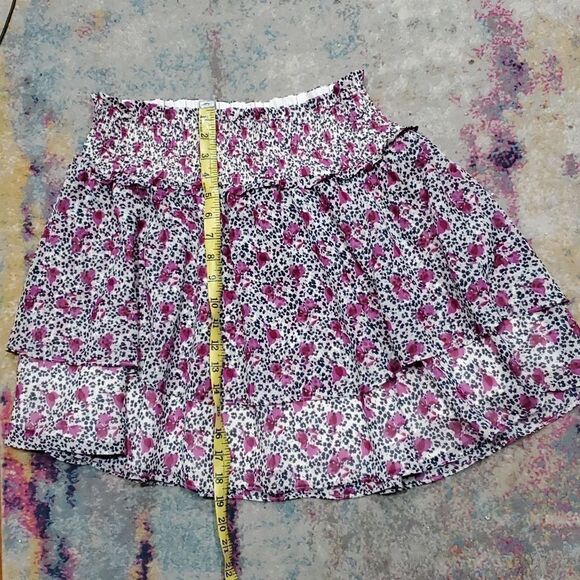Express Tiered Ruffled Mini Skirt in Purple Floral Size M - Picture 6 of 9